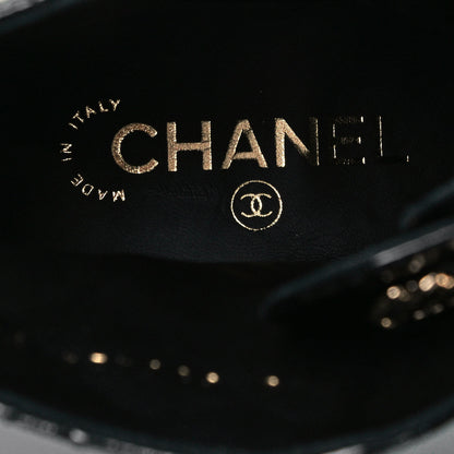 Chanel Shiny Calfskin Quilted Lace Up Combat Boots 37 Black 6 of 7