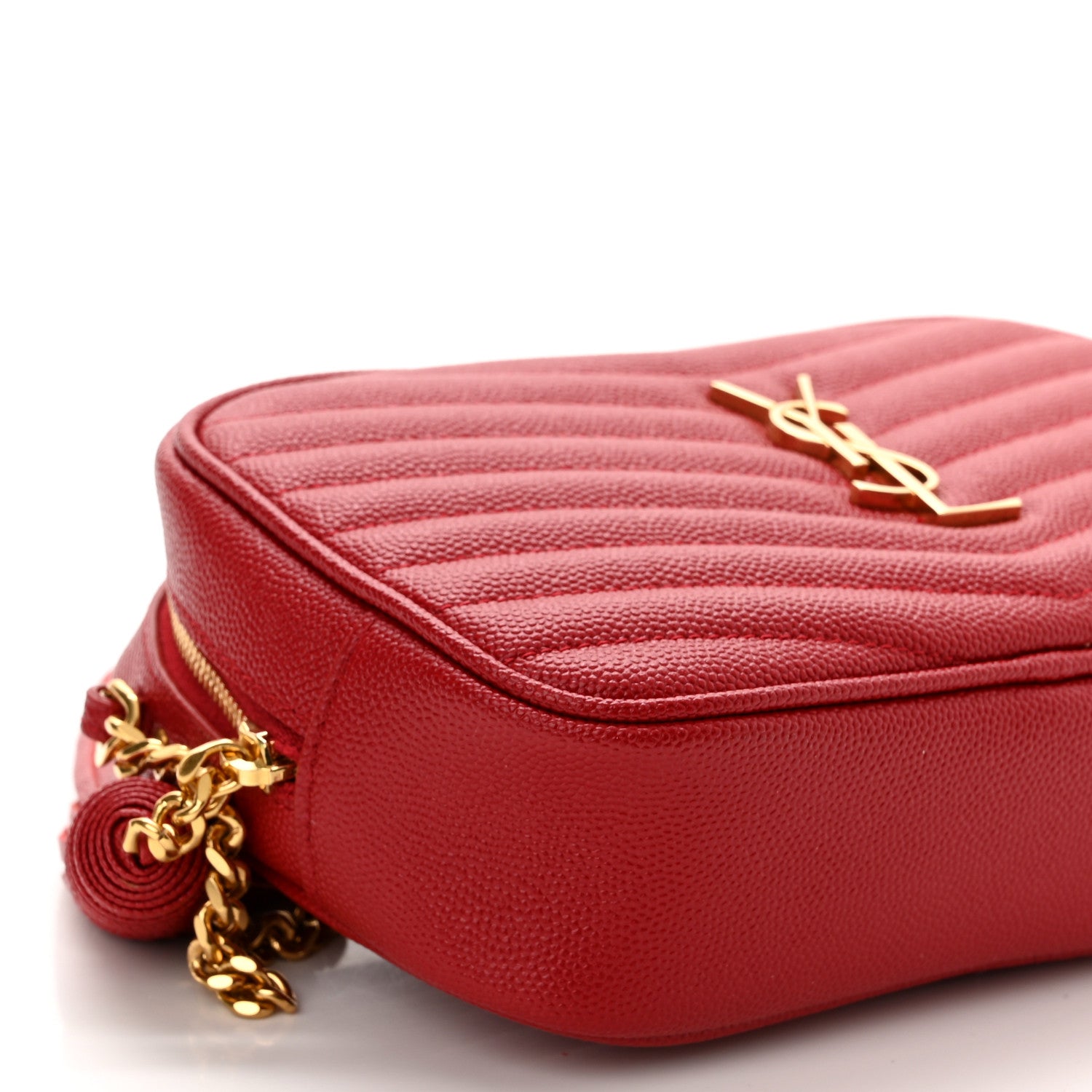 Saint Laurent Grain De Poudre Matelasse Monogram Mini Lou Camera Bag Eros Red 9 of 10