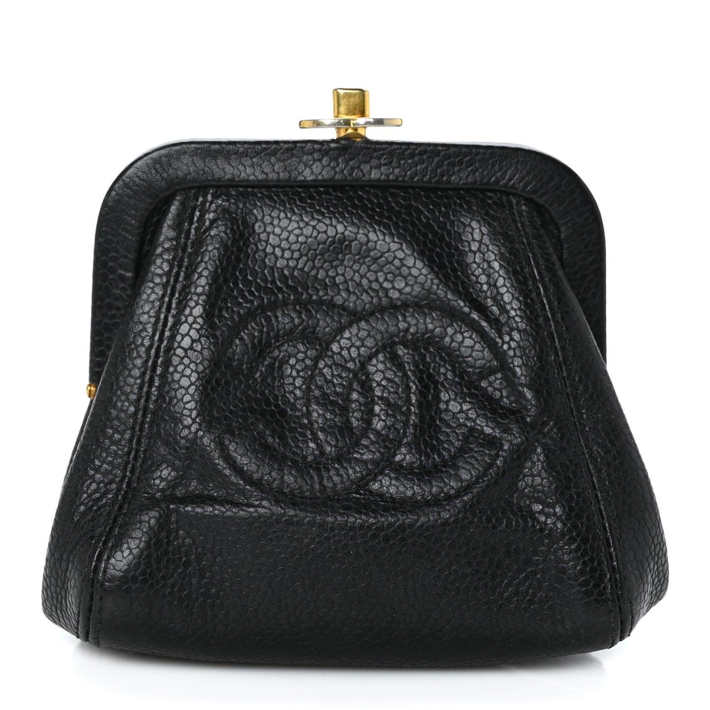 Caviar CC Kiss Lock Coin Purse Black