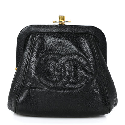 Chanel Caviar CC Kiss Lock Coin Purse Black 1 of 7