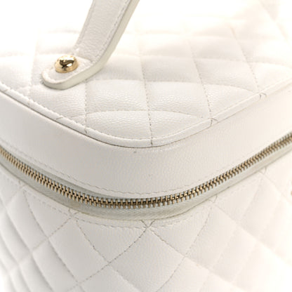 Chanel Caviar Quilted Large Vanity Pouch White 9 of 10