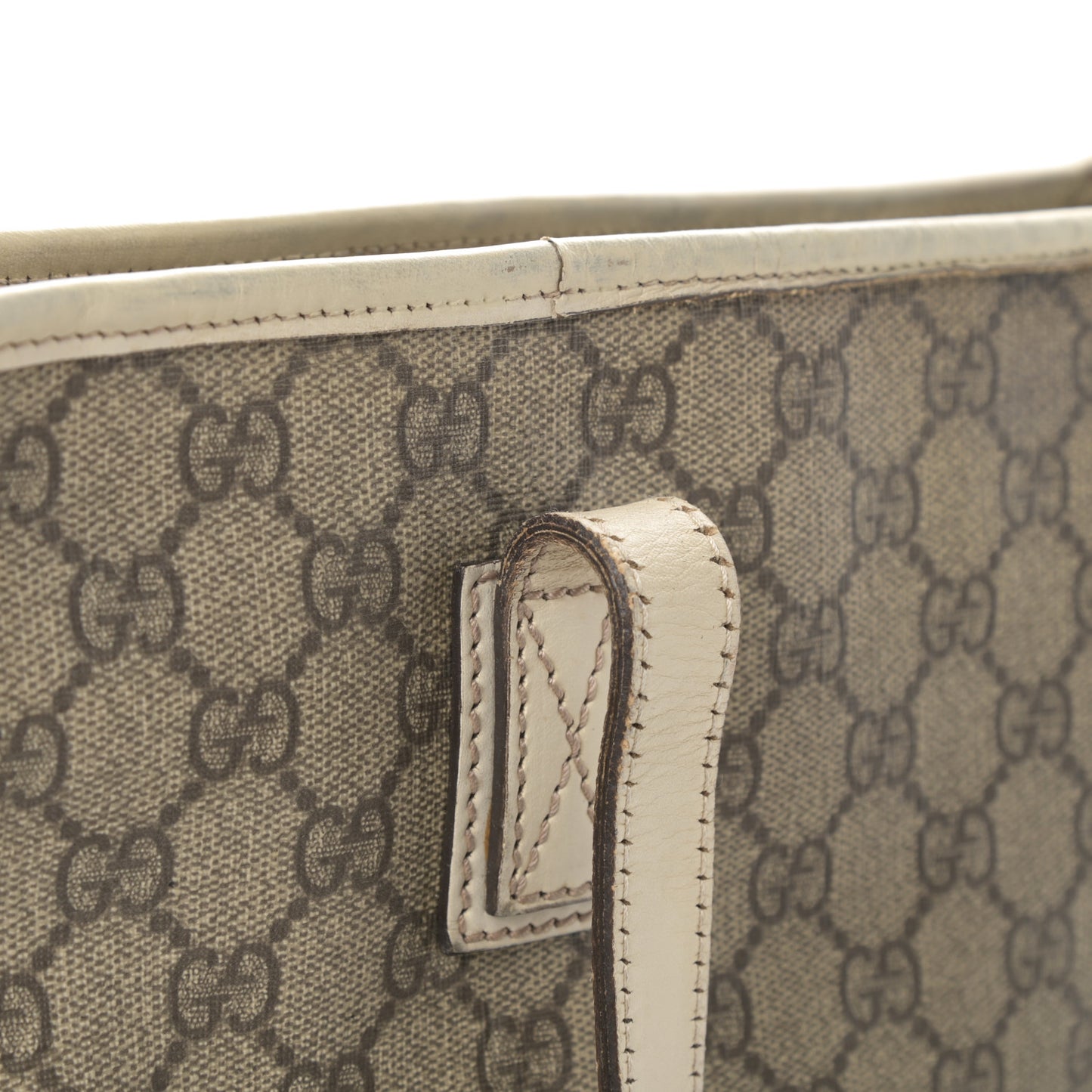 GG Supreme Monogram Medium Zippered Shopping Tote Off White