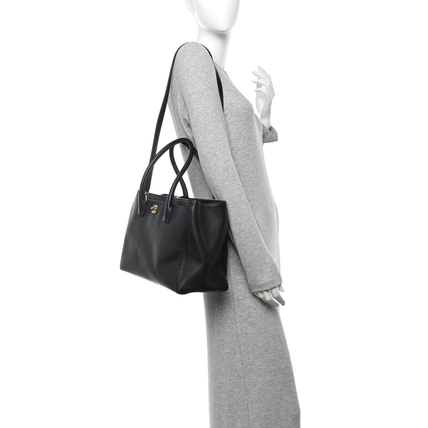 Calfskin Cerf Executive Shopper Tote Black