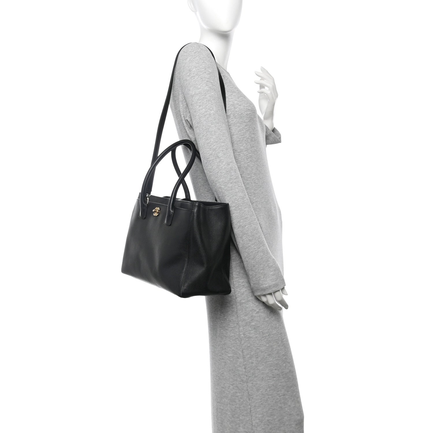 Chanel Calfskin Cerf Executive Shopper Tote Black 2 of 12