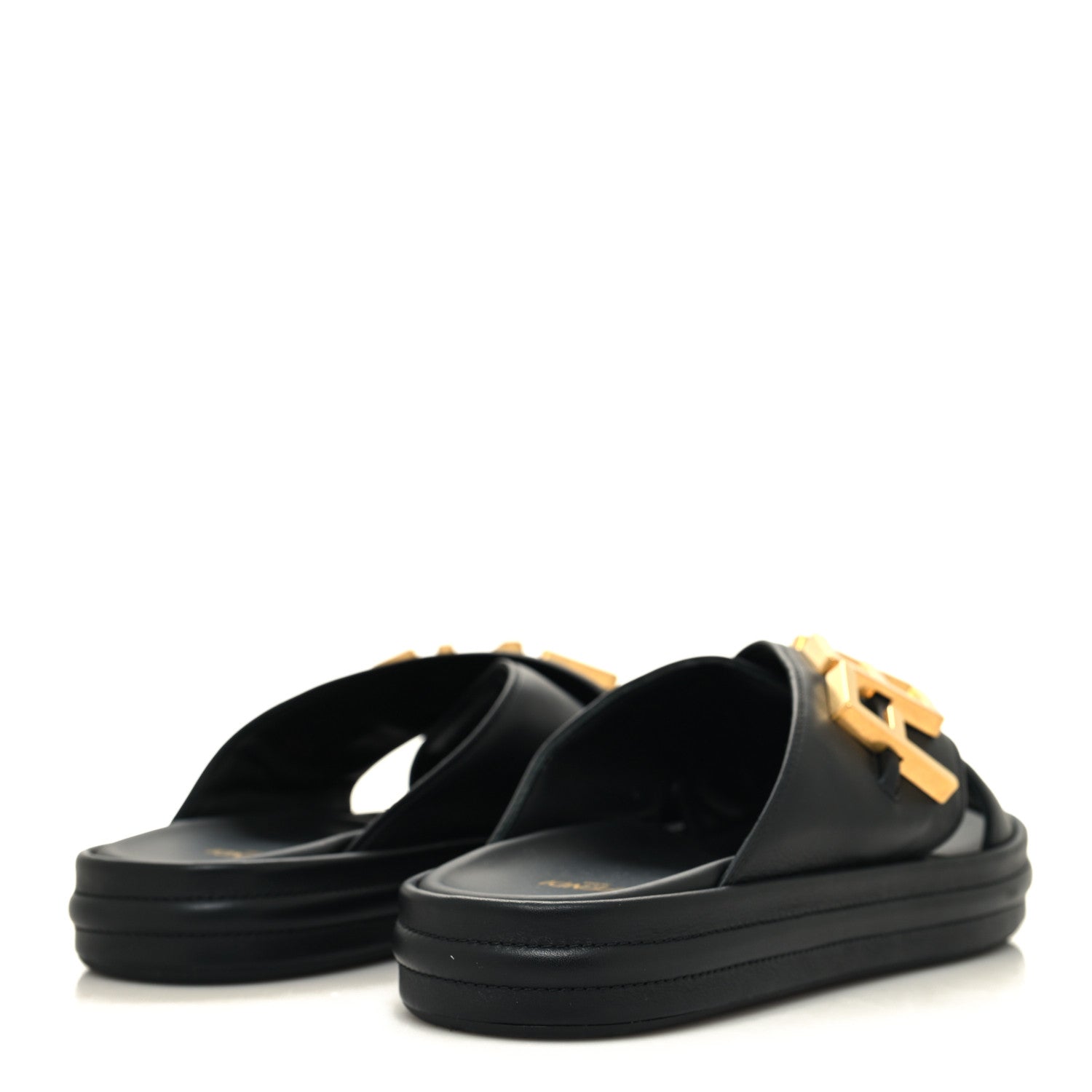 Fendi Vitello Womens Fendigraphy Slide Sandals 37.5 Black 4 of 8
