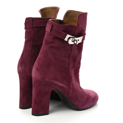 Hermes Suede Goatskin Joueuse Ankle Boots 38.5 Lie De Vin 4 of 9