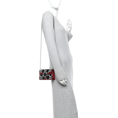 Gucci Tweed GG Monogram Super Mini Dionysus Shoulder Bag Black White Romantic Cherry 2 of 10
