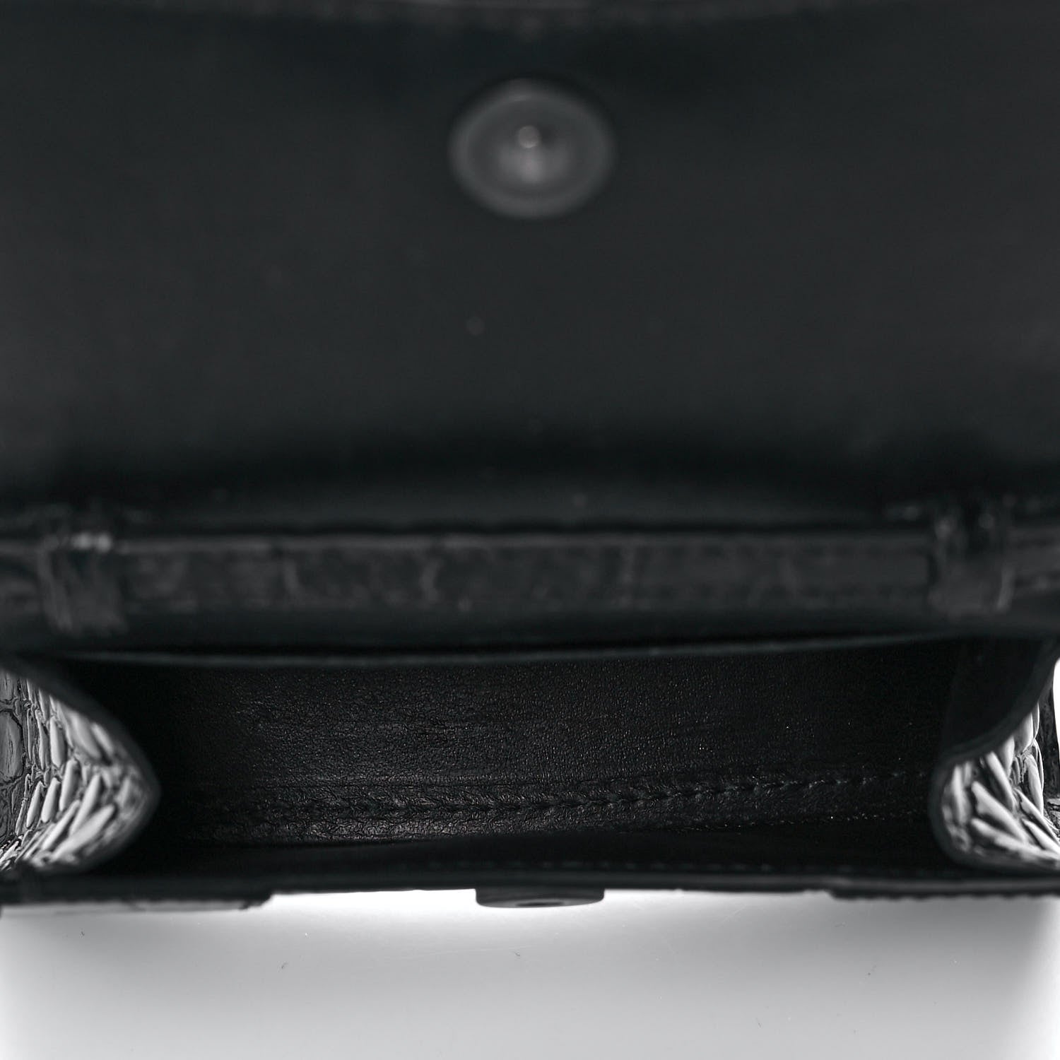 Balenciaga Shiny Calfskin Monochrome Crocodile Embossed Hourglass Top Handle Bag Mini Black 5 of 9