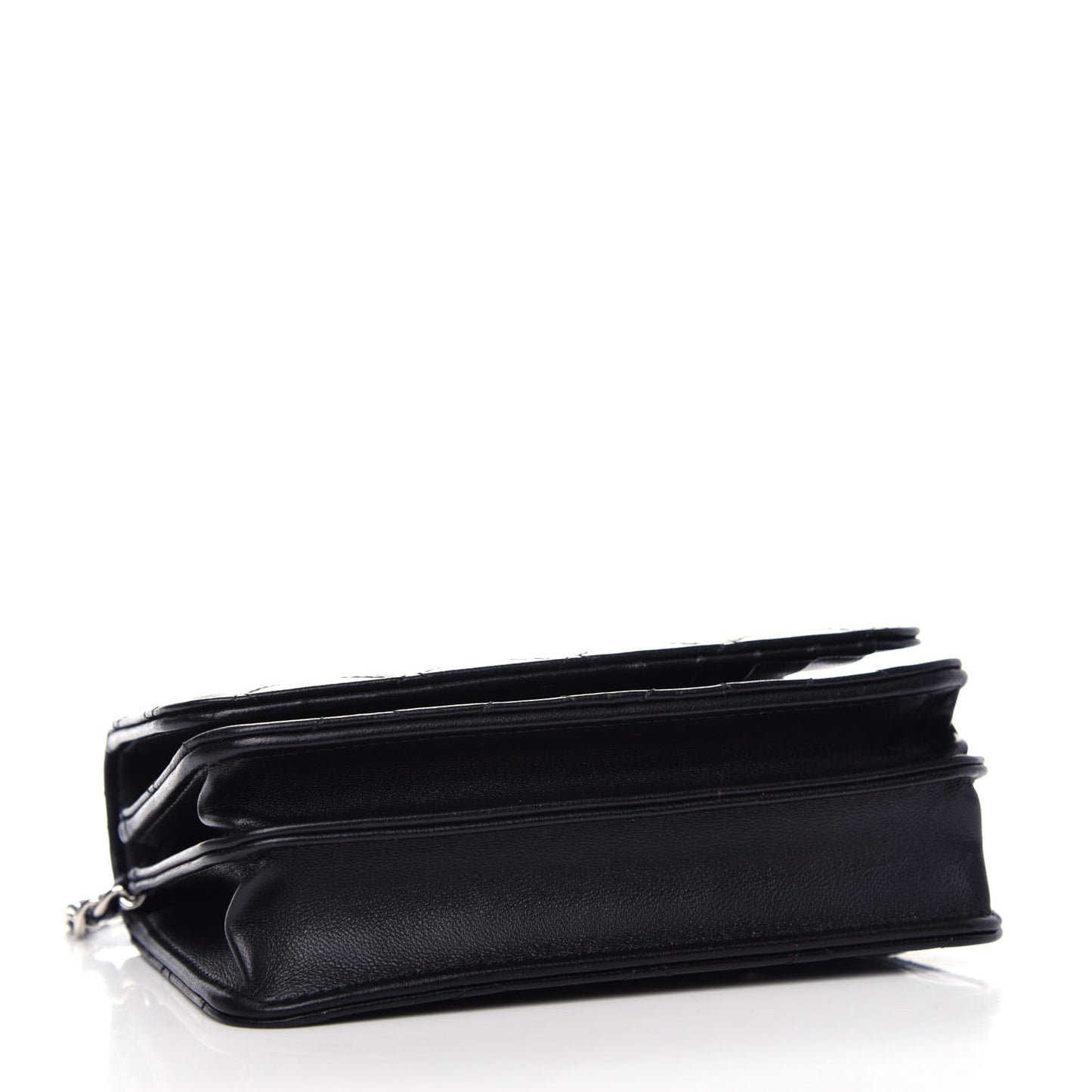 Lambskin Quilted Mini Wallet On Chain WOC Black
