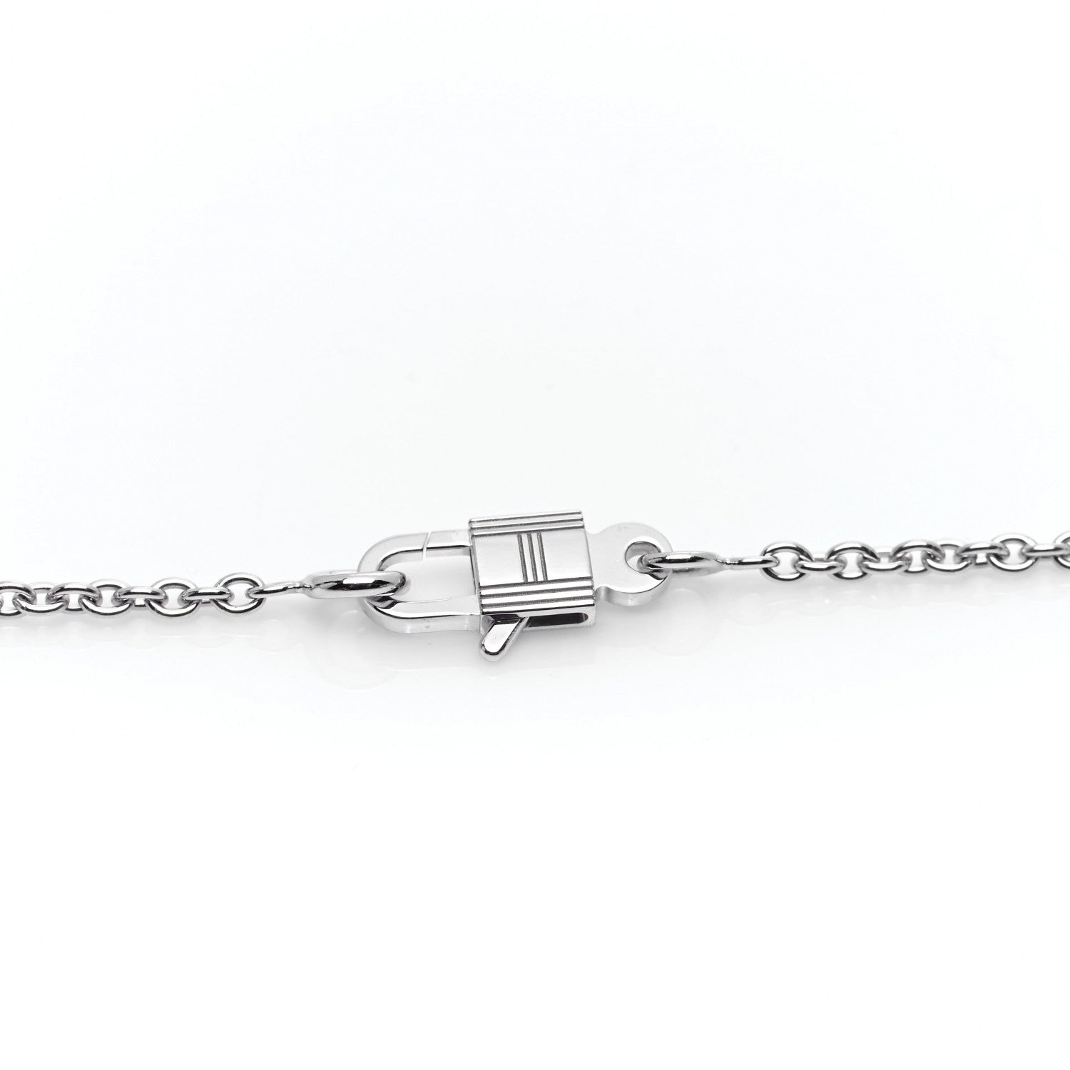 Hermes 18K White Gold Diamond Amulettes Cadenas Pendant Necklace 6 of 7