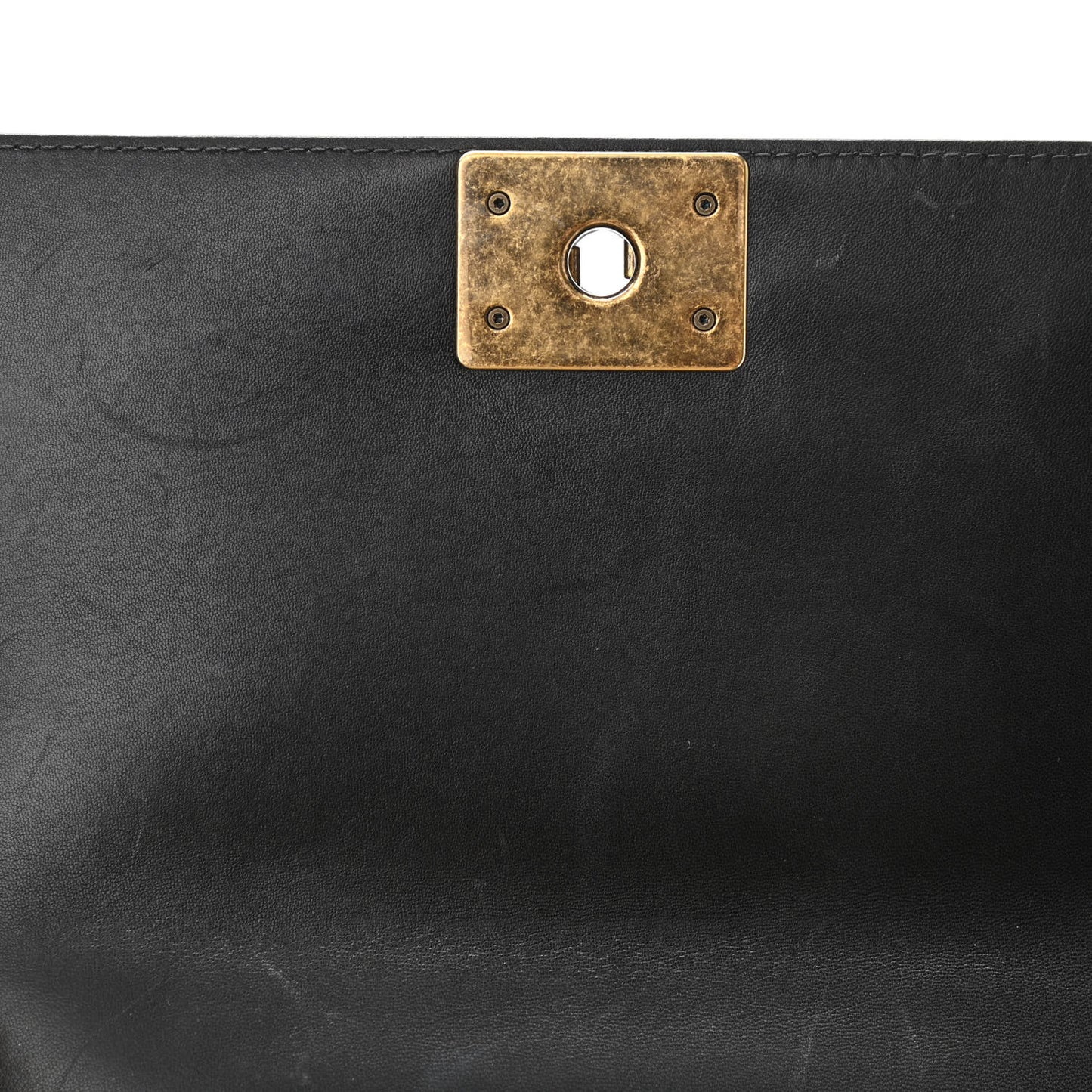 Lambskin Quilted Medium Boy Studded Handle Flap Black Gold