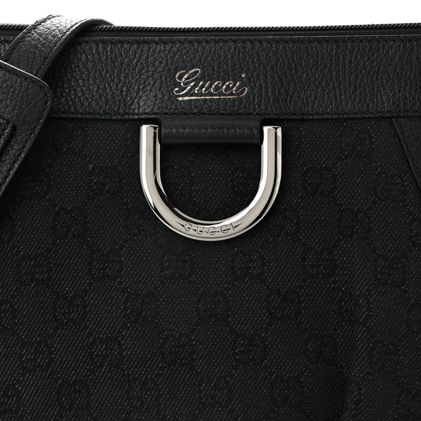 Denim Monogram Small D Silver Ring Messenger Black