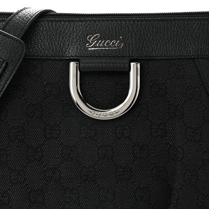 Gucci Denim Monogram Small D Silver Ring Messenger Black 8 of 19