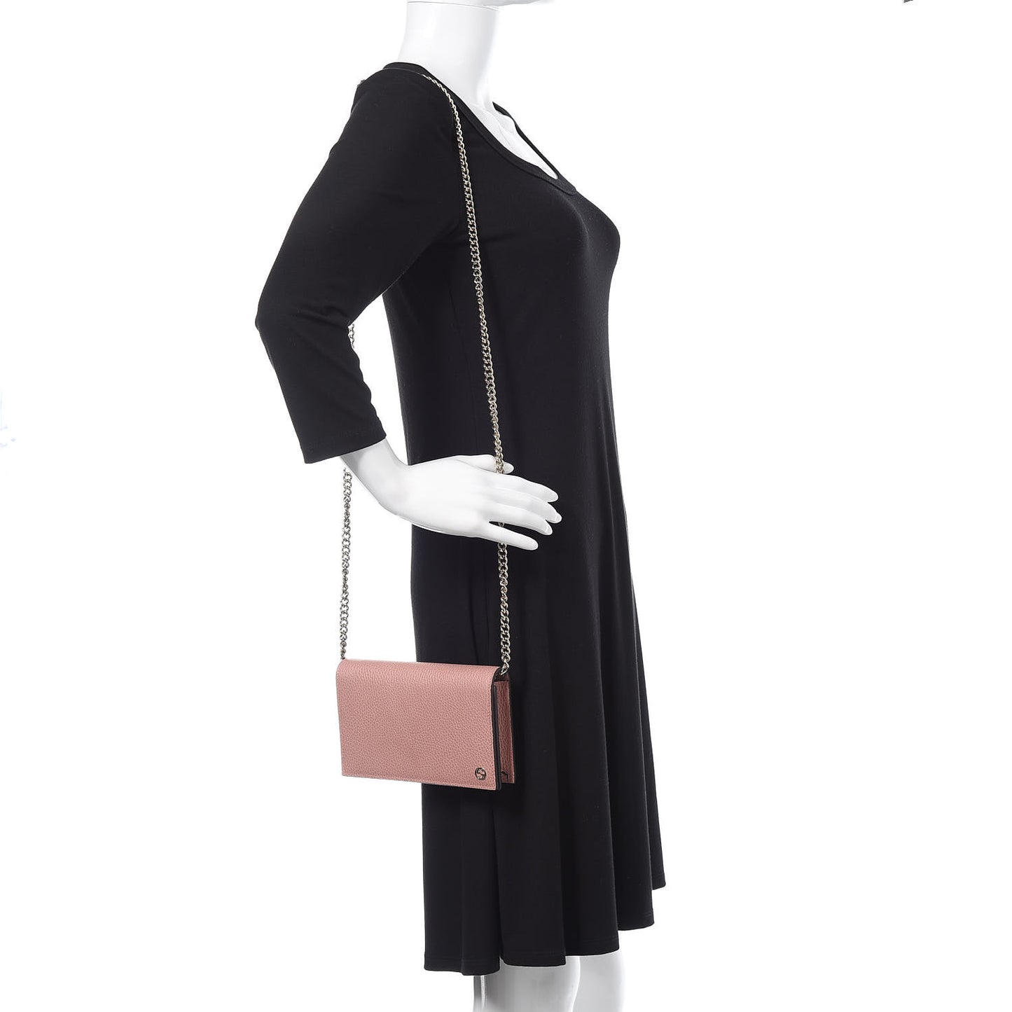 Dollar Calfskin Medium Betty Chain Wallet Soft Pink