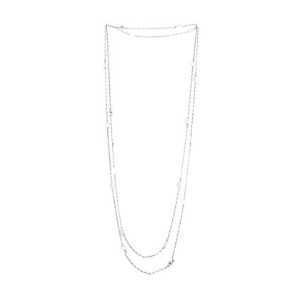 Chanel Pearl Beaded CC Long Necklace Silver 3 of 4