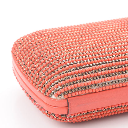 Gucci Lambskin Crystal Beaded Broadway Box Clutch Coral 10 of 11