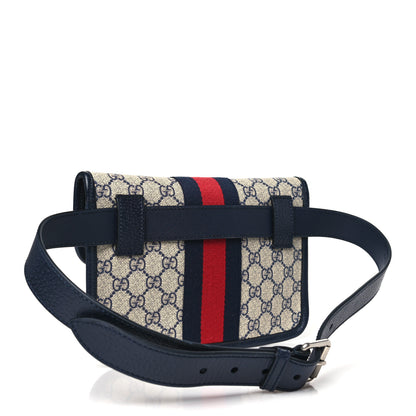 Gucci GG Supreme Monogram Web Small Ophidia Belt Bag 90 36 Beige Navy 2 of 10
