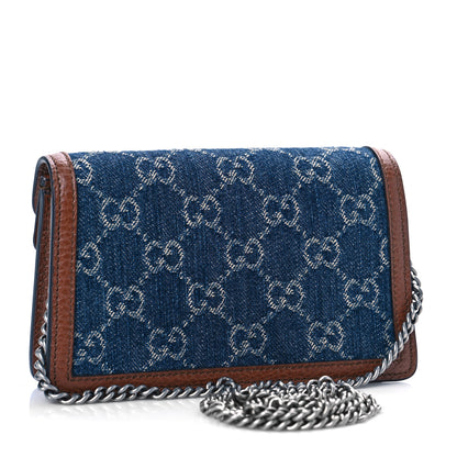 Gucci New Denim GG Monogram Dollar Calfskin Enamel Super Mini Dionysus Shoulder Bag Blue Tea Cuir Epilog Electric Blue 3 of 8