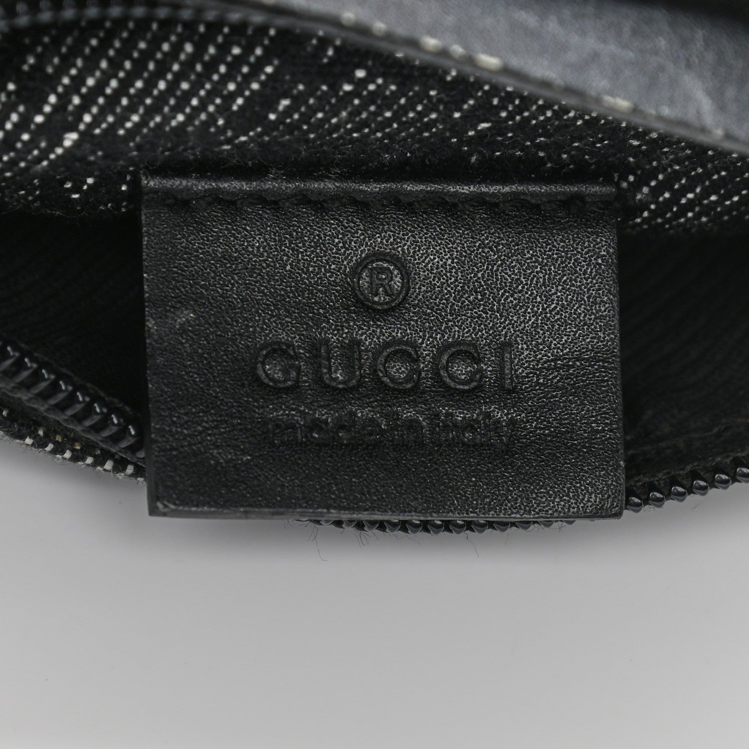 Gucci Denim Monogram Double Pocket Belt Bag Black 6 of 11