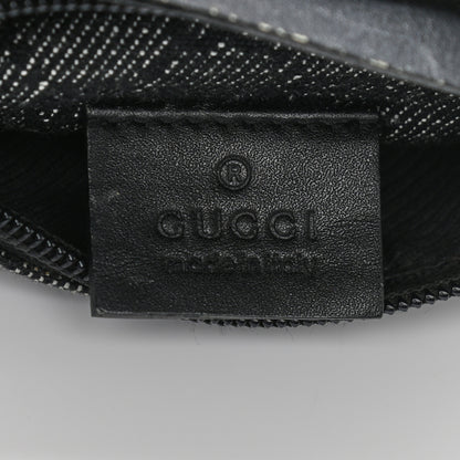 Gucci Denim Monogram Double Pocket Belt Bag Black 6 of 11
