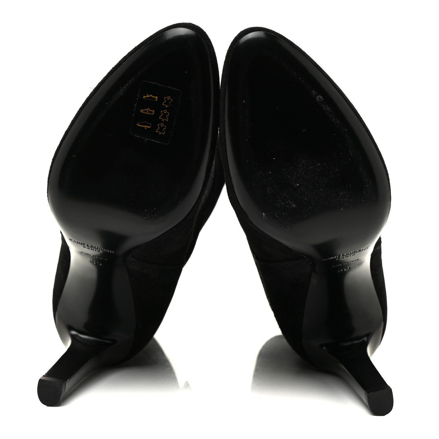 Saint Laurent Suede Mica Buckle Western Ankle Booties 39 Black 5 of 15