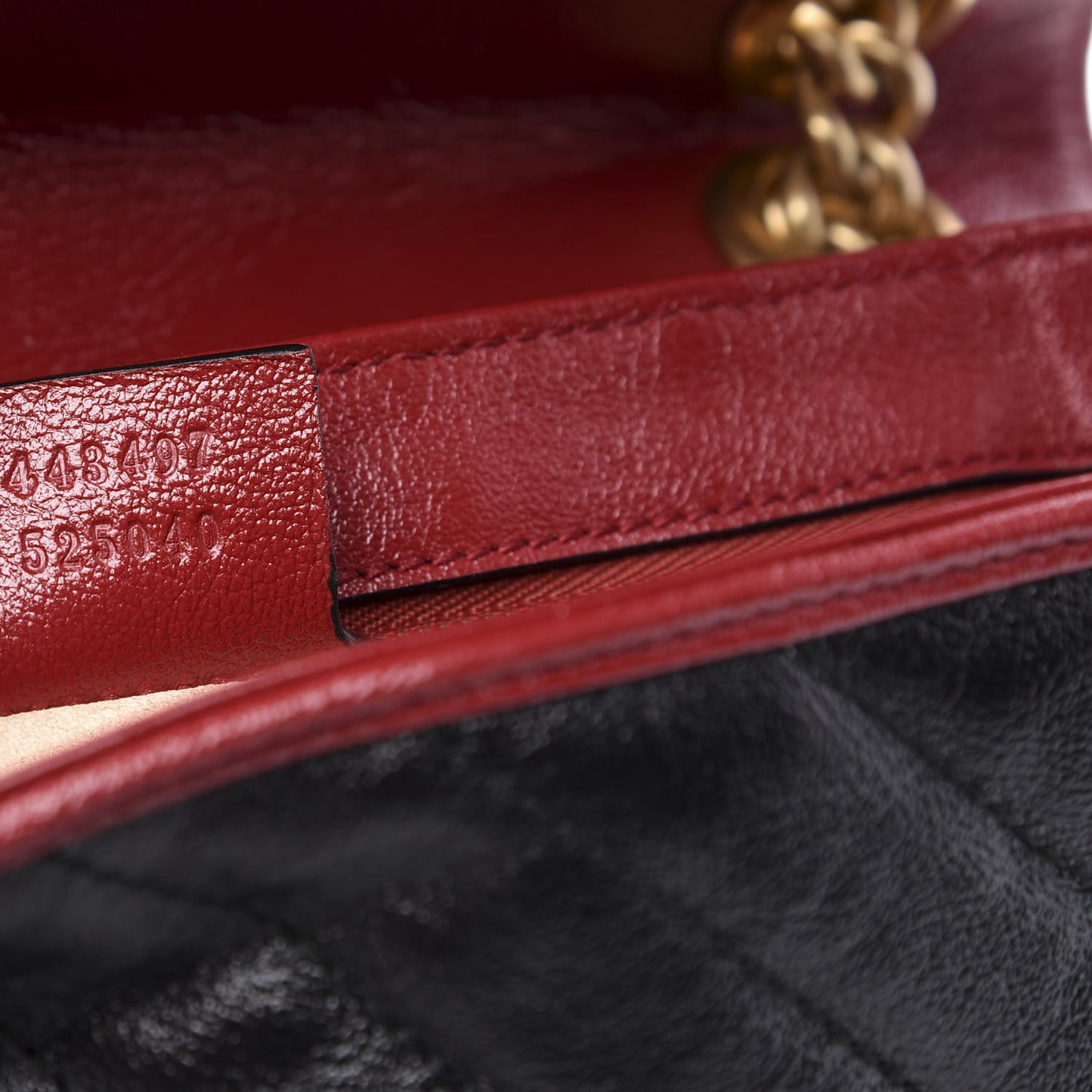 Vintage Effect Calfskin Matelasse Diagonal Small Torchon GG Marmont Shoulder Bag Black Romantic Cherry
