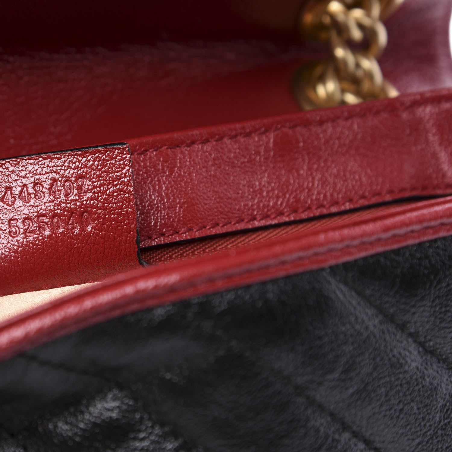 Gucci Vintage Effect Calfskin Matelasse Diagonal Small Torchon GG Marmont Shoulder Bag Black Romantic Cherry 9 of 11