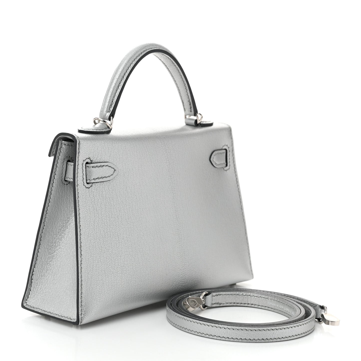 Metallic Chevre Chamkilight Mini Kelly Sellier 20 Argent