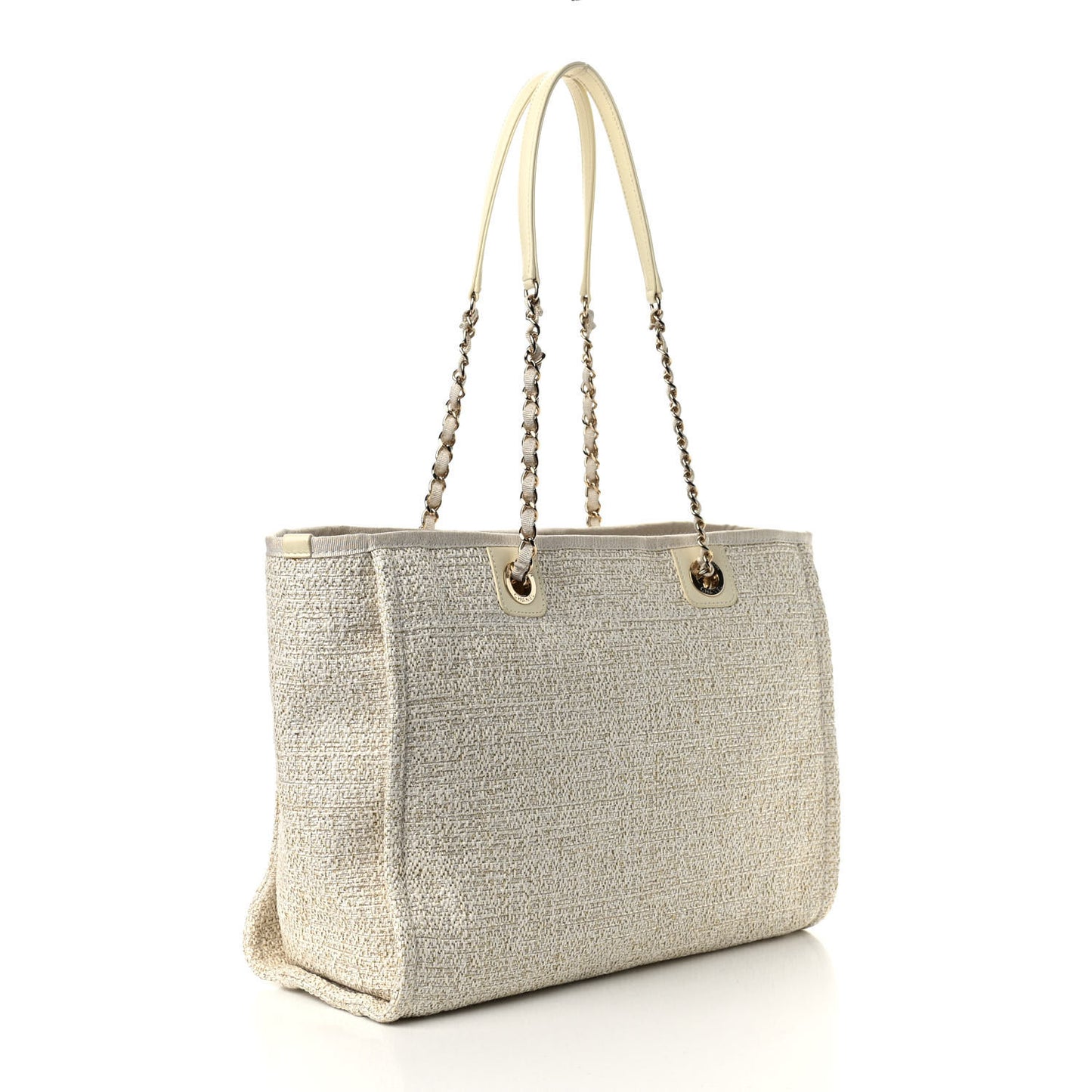 Lurex Boucle Small Deauville Tote Ivory