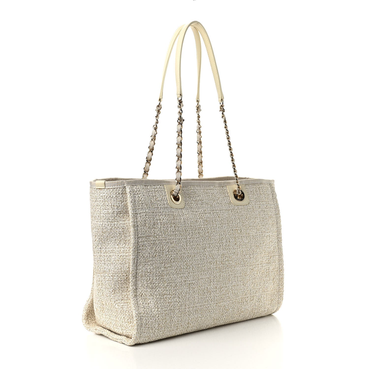 Chanel Lurex Boucle Small Deauville Tote Ivory 3 of 10