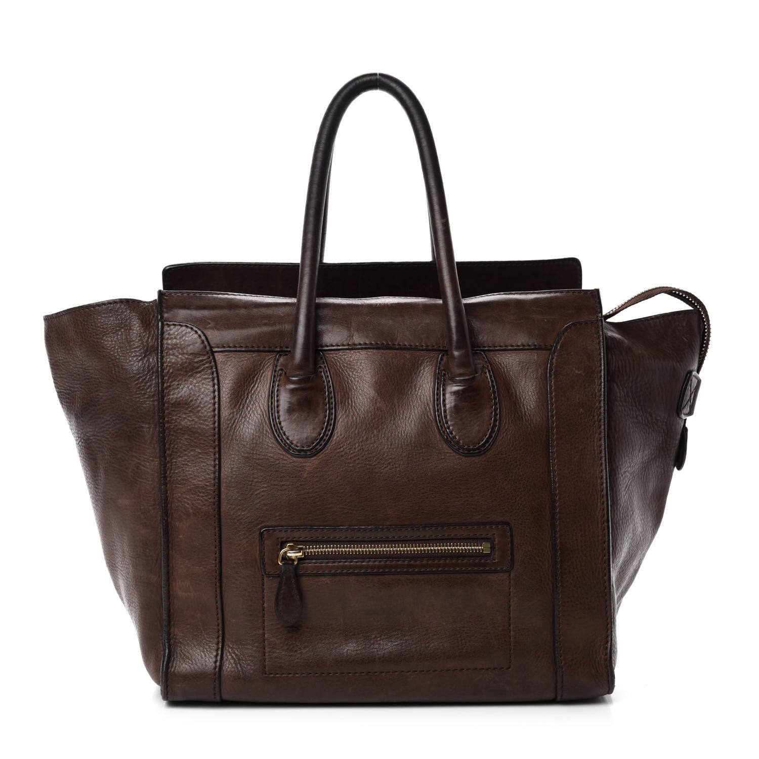 Celine Pebbled Calfskin Mini Luggage Brown 1 of 14