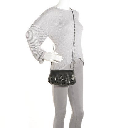 Chanel Metallic Caviar Half Moon Wallet On Chain WOC Dark Silver 2 of 8