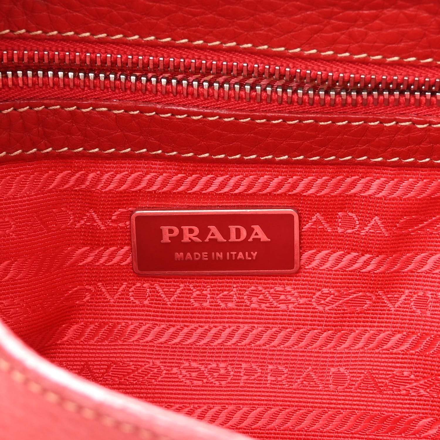 Prada Nylon Tessuto Vitello Daino Pushlock Bag Fuoco 5 of 10