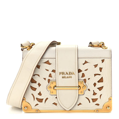 Prada City Calf Saffiano Laser Cut Cahier Bag Talco 1 of 8