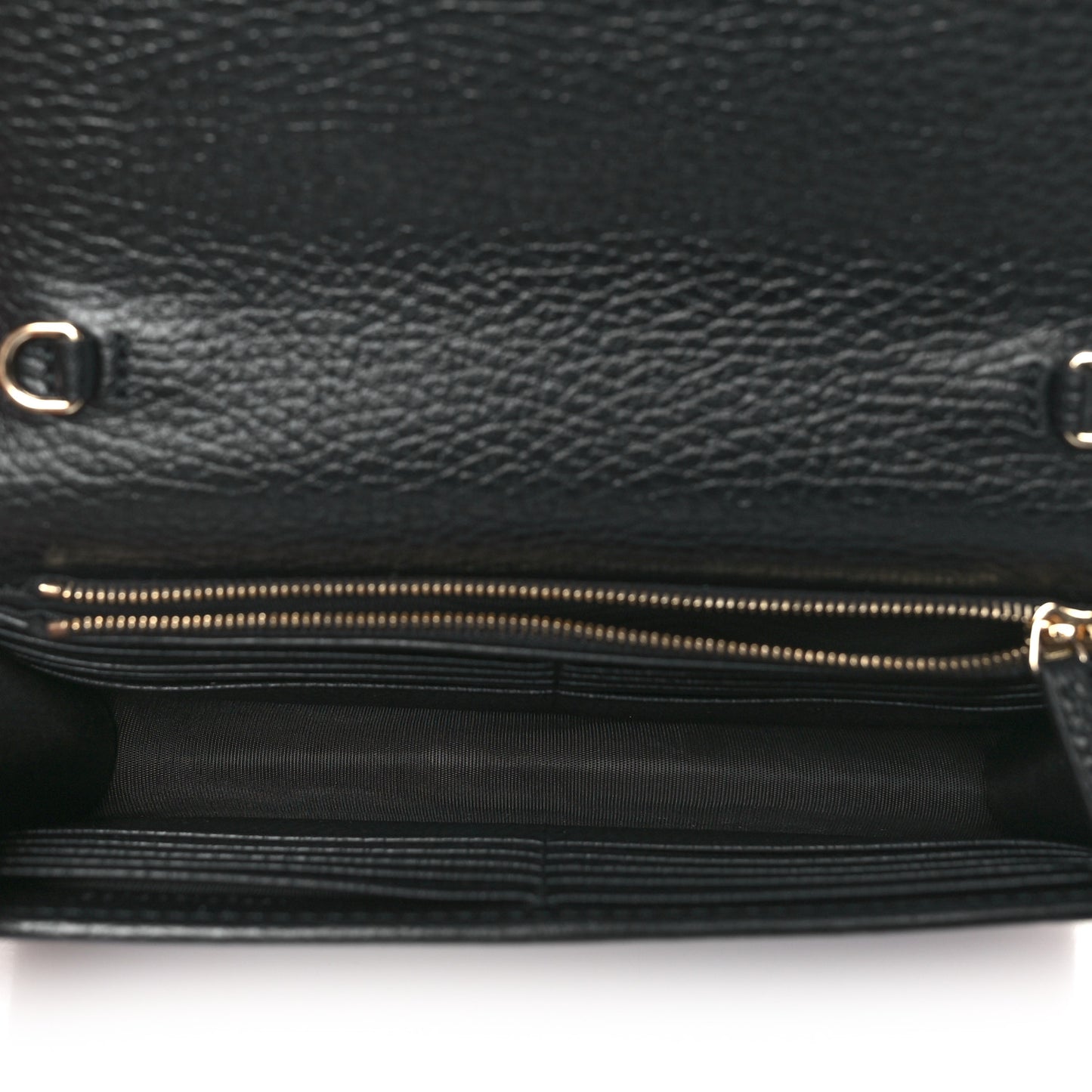 Dollar Calfskin Interlocking G Chain Wallet Black