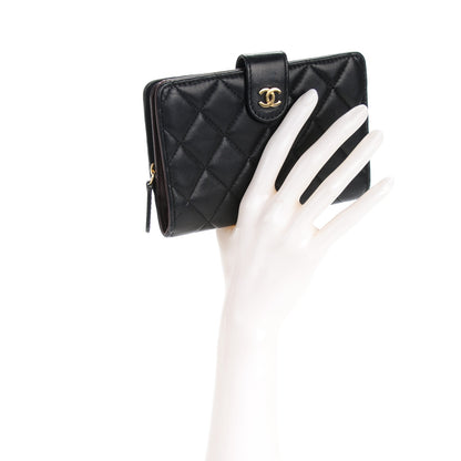 Chanel Lambskin Quilted Zipped Pocket Wallet Black 2 of 9