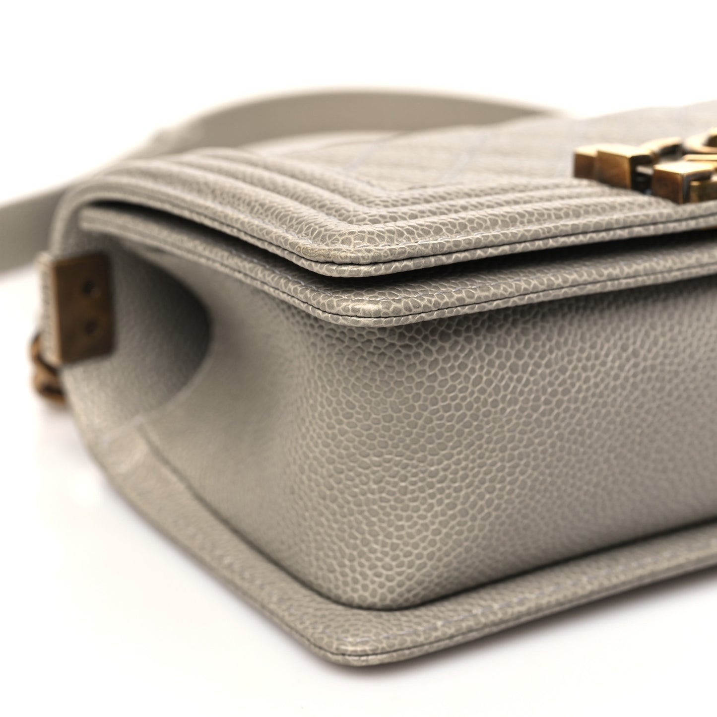 Caviar Quilted Small Boy Flap Light Grey