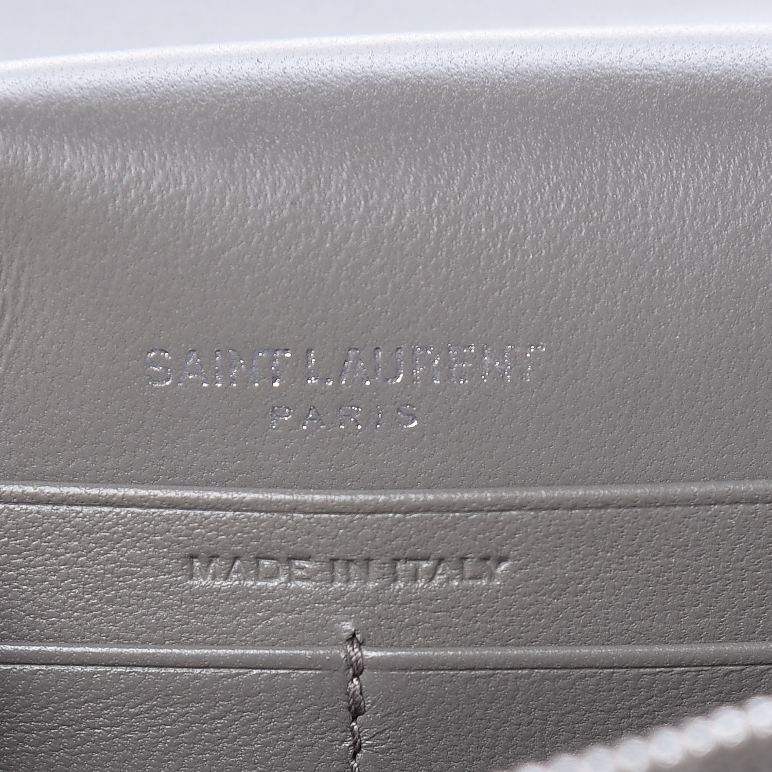 Saint Laurent Calfskin Crocodile Embossed Kate Monogram Tassel Chain Wallet Fog 6 of 10
