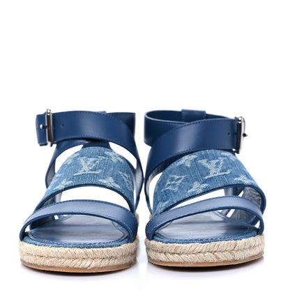Louis Vuitton Monogram Denim Starboard Espadrille Flat Sandal 36 Blue 2 of 8