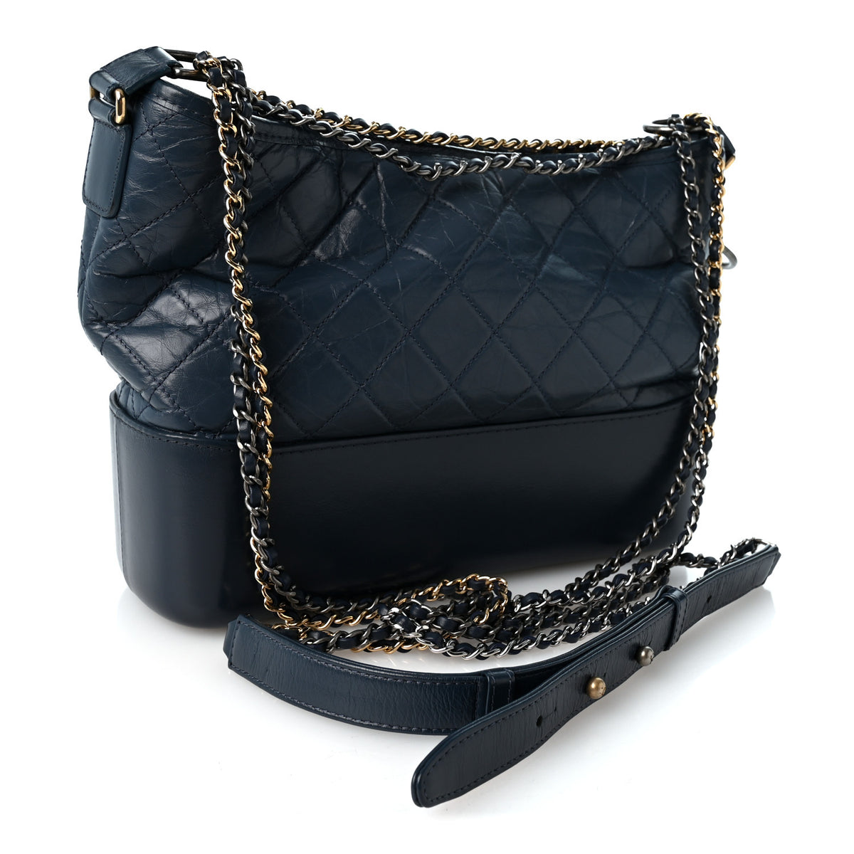 Chanel Aged Calfskin Quilted Medium Gabrielle Hobo Blue 3 of 10