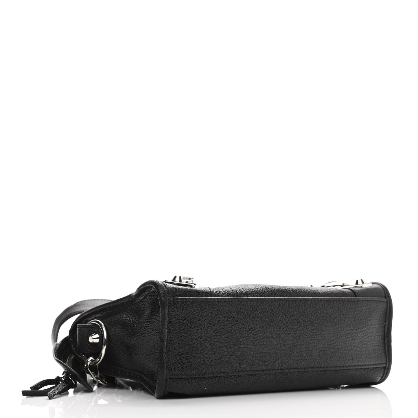 Chevre Silver Metallic Edge Hardware Mini City Black