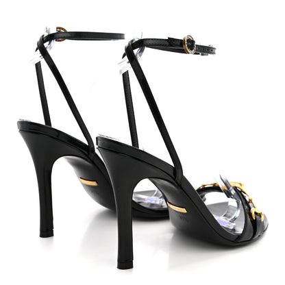 Gucci Regent Calfskin Crystal Strappy Horsebit Sandals 37.5 Black 5 of 11