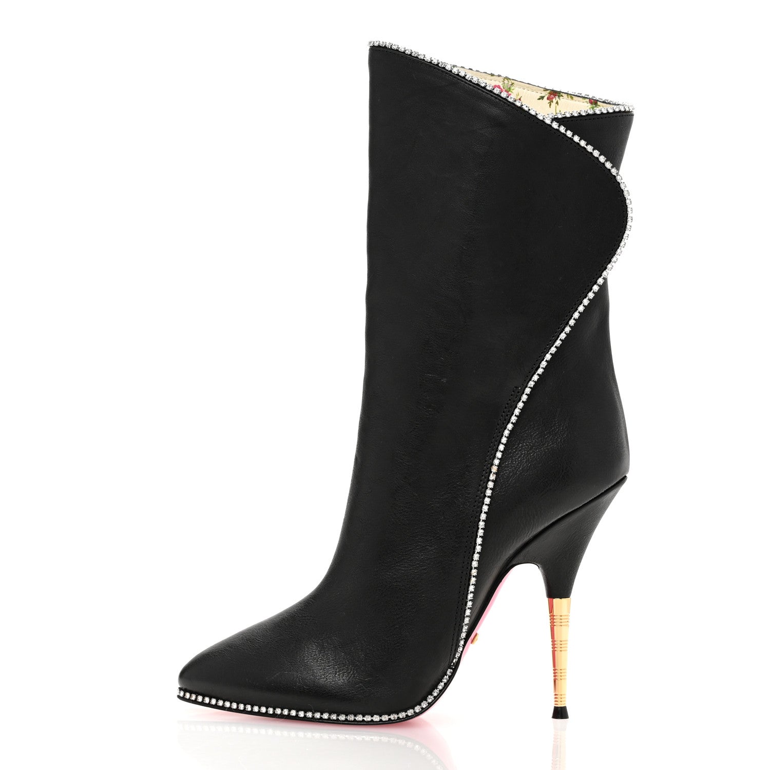 Gucci Calfskin Crystal Fosca Boots 36 Black 1 of 11