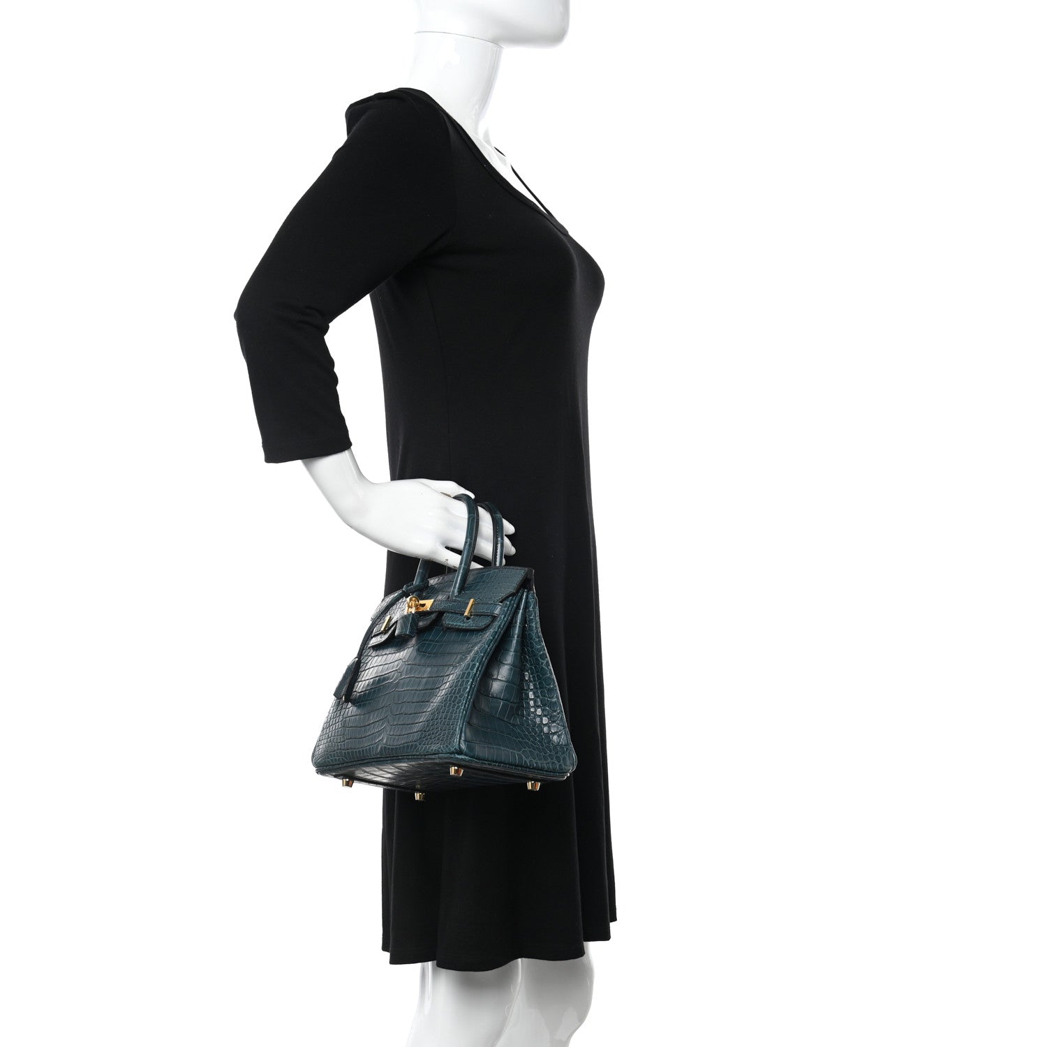 Hermes Matte Porosus Crocodile Birkin 25 Vert Rousseau 1290786