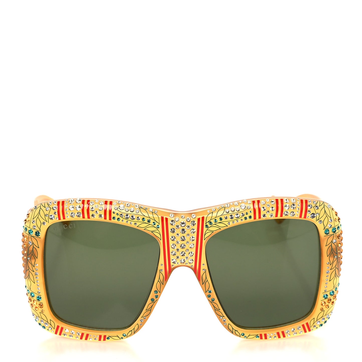 Acetate Crystal Square Frame Sunglasses GG0498S Yellow