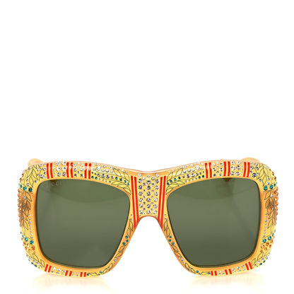 Gucci Acetate Crystal Square Frame Sunglasses GG0498S Yellow 2 of 8