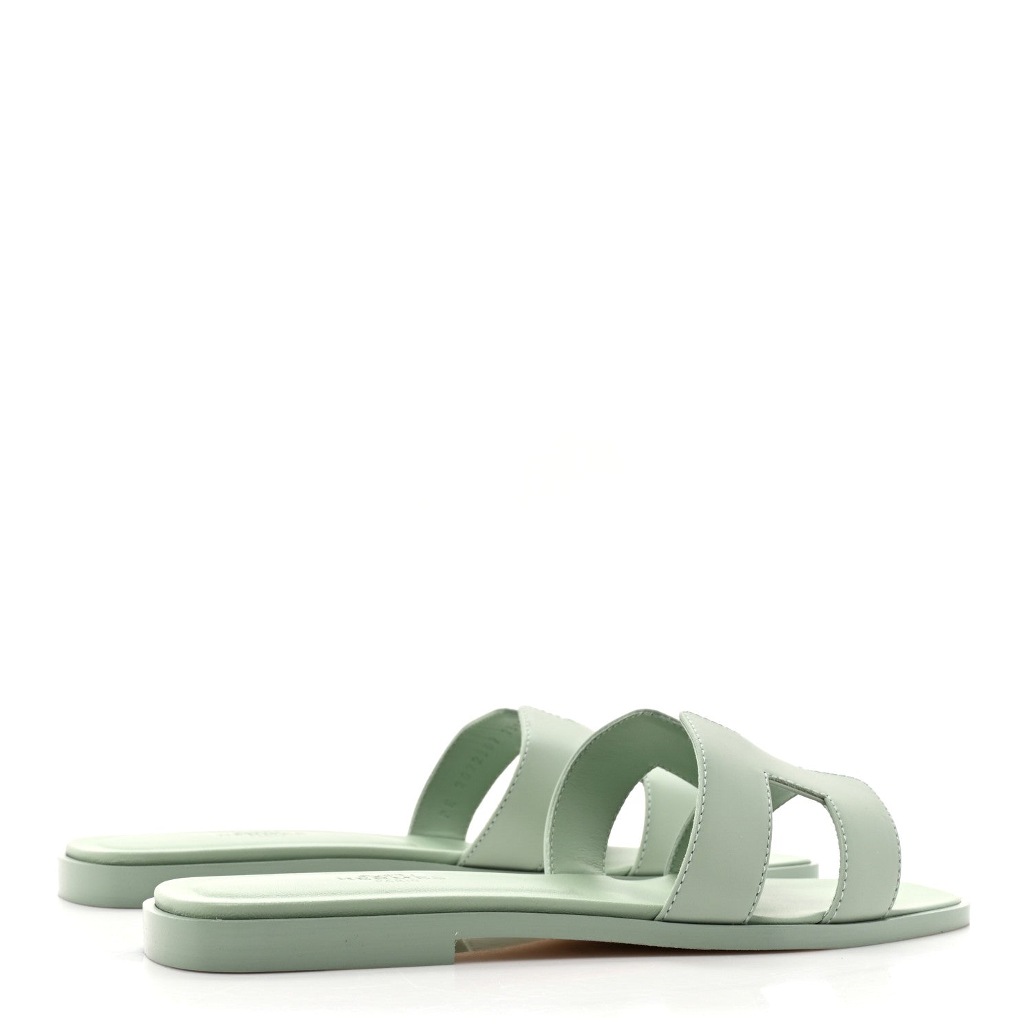 Hermes Calfskin Oran Sandals 38 Vert D'eau 4 of 10
