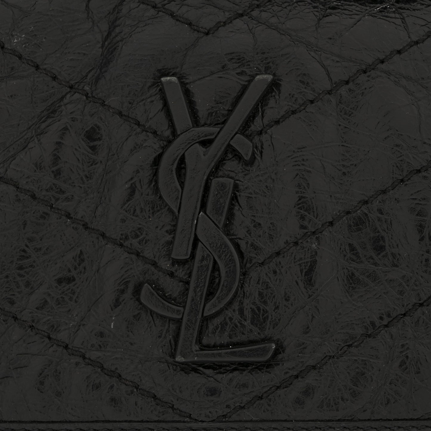 Crinkled Calfskin Matelasse Monogram Baby Niki Chain Satchel Black