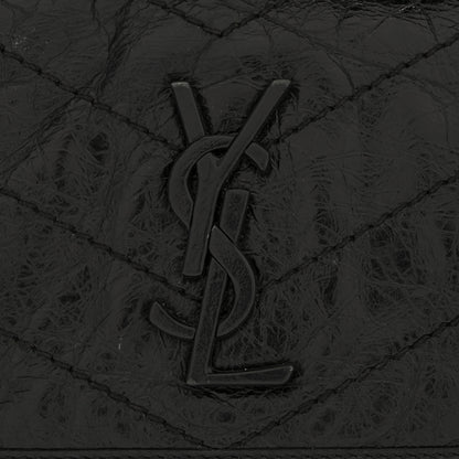 Saint Laurent Crinkled Calfskin Matelasse Monogram Baby Niki Chain Satchel Black 12 of 13