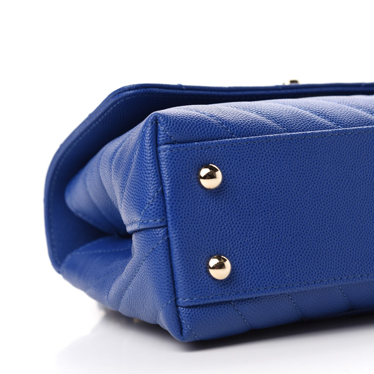 Caviar Chevron Quilted Mini Coco Handle Flap Blue